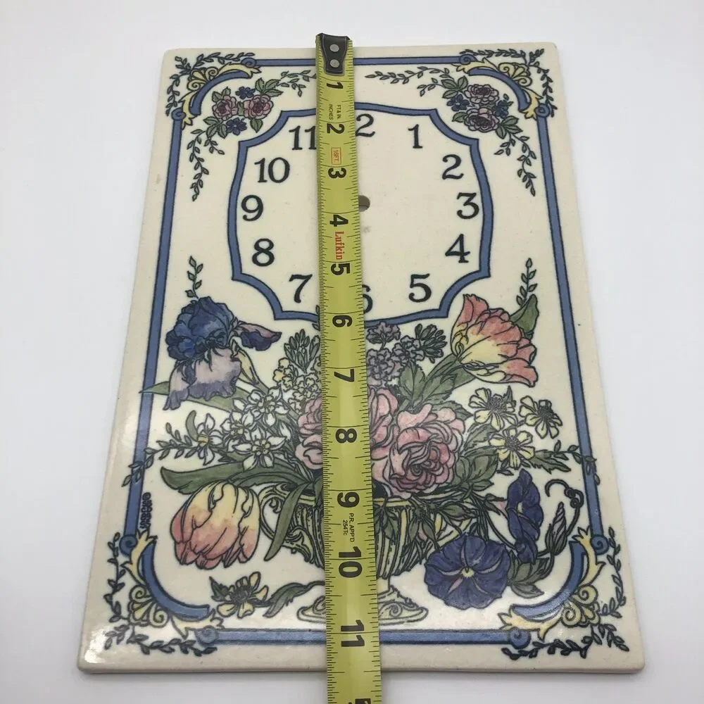 Santa Barbara Ceramic Design Wall Clock Tile Flower Bouquet 1990 FACE ONLY - Picture 6 of 7